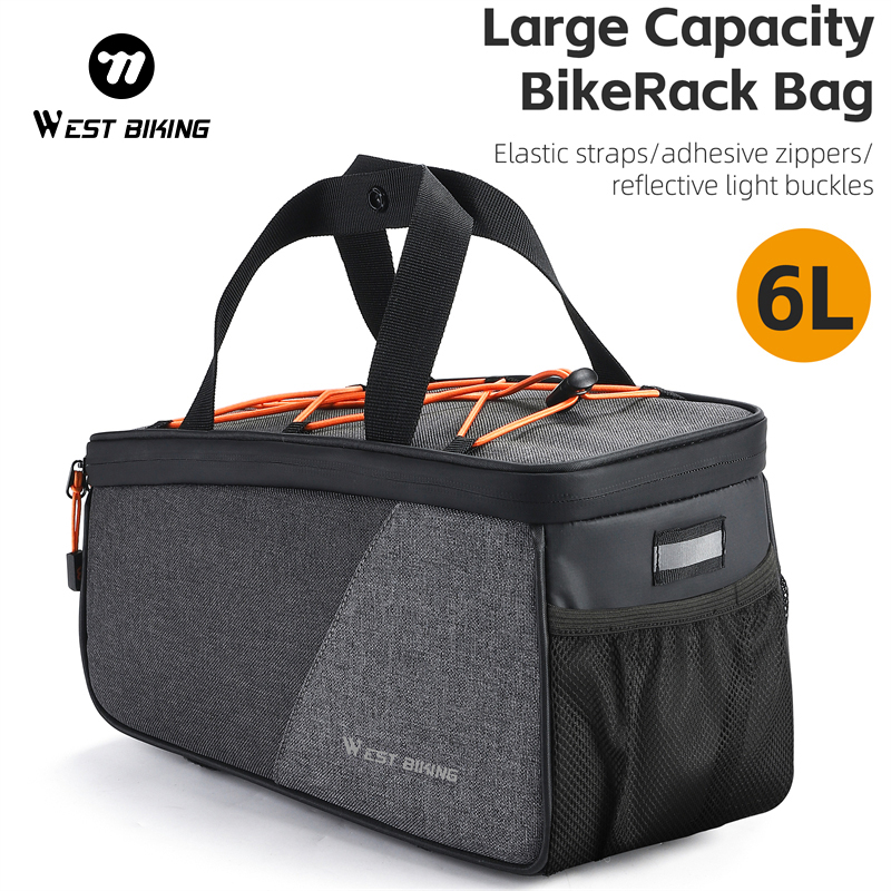 Cycling Gear Storage Rack - WEST BIKING バイクラックバッグ 6L 大容量自転車リアラックパニア弾性メッシュポケットサイクリングバッグ MTB