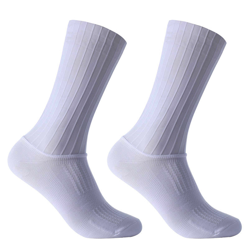 Ykyw Cycling Gear - アンチスリップシリコーン夏エアロソックス Whiteline サイクリングソックス男性自転車スポーツランニングバイクソックス