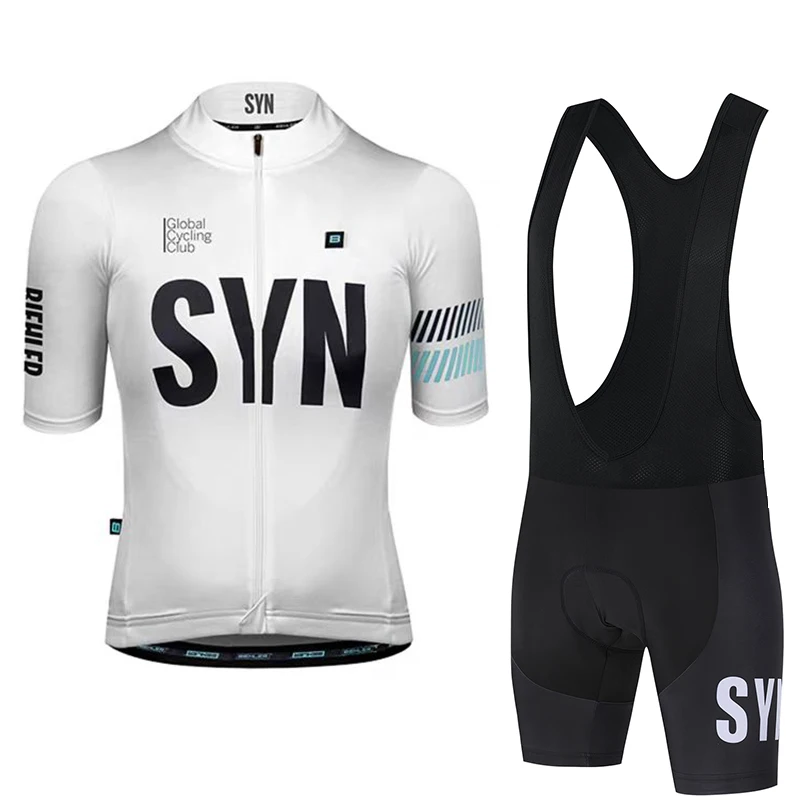Cycling Gear Clothing - SYN メンズサイクリングジャージ 夏用ロードバイクサイクリングスポーツシャツ サイクリングビブ MTB 吸汗速乾サイクリングショートセット