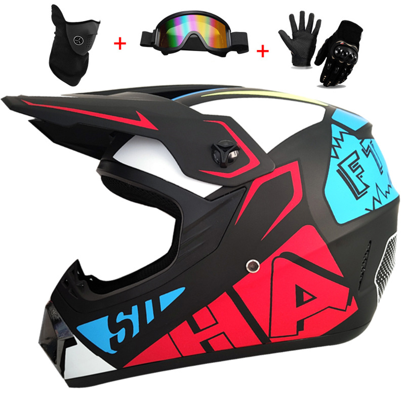Cycling Protective Gear For Kids - 3 個の子供用オフロードフルヘルメット、モトクロスカスコ、カートビーチバギーマウンテンバイク用、オールシーズンユニセックス保護サイクリングギア