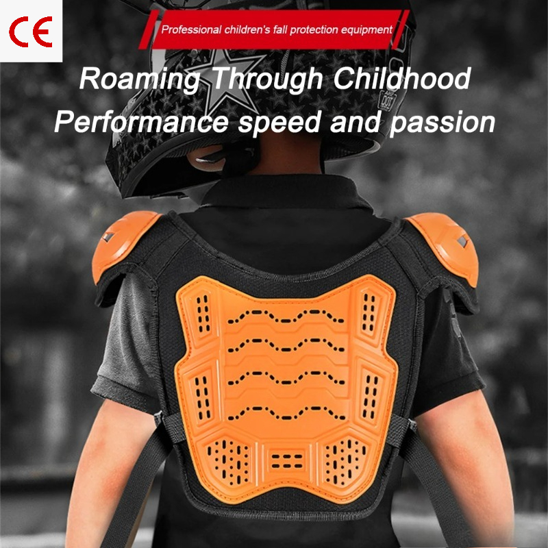 Cycling Protective Gear For Kids - キッズモトフルアーマーセット、モトクロス保護ベストジャケット、子供用ライディング＆デイリーサイクリング用耐衝撃ギア（ニーパッド付き）