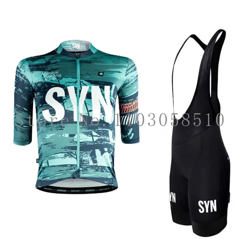 Cycling Gear Clothing - SYN ジャージ メンズ ビブスポンジクッション サイクリングスーツセット ロードバイクライディング
