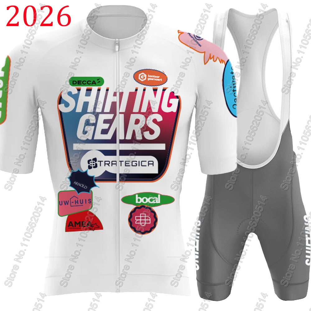 Cyclocross Gearing - シフトギアストラテジカ 2026 チームサイクリングジャージセットベルギーメンズ自転車服ロードバイクシャツスーツ自転車ビブショーツ MTB
