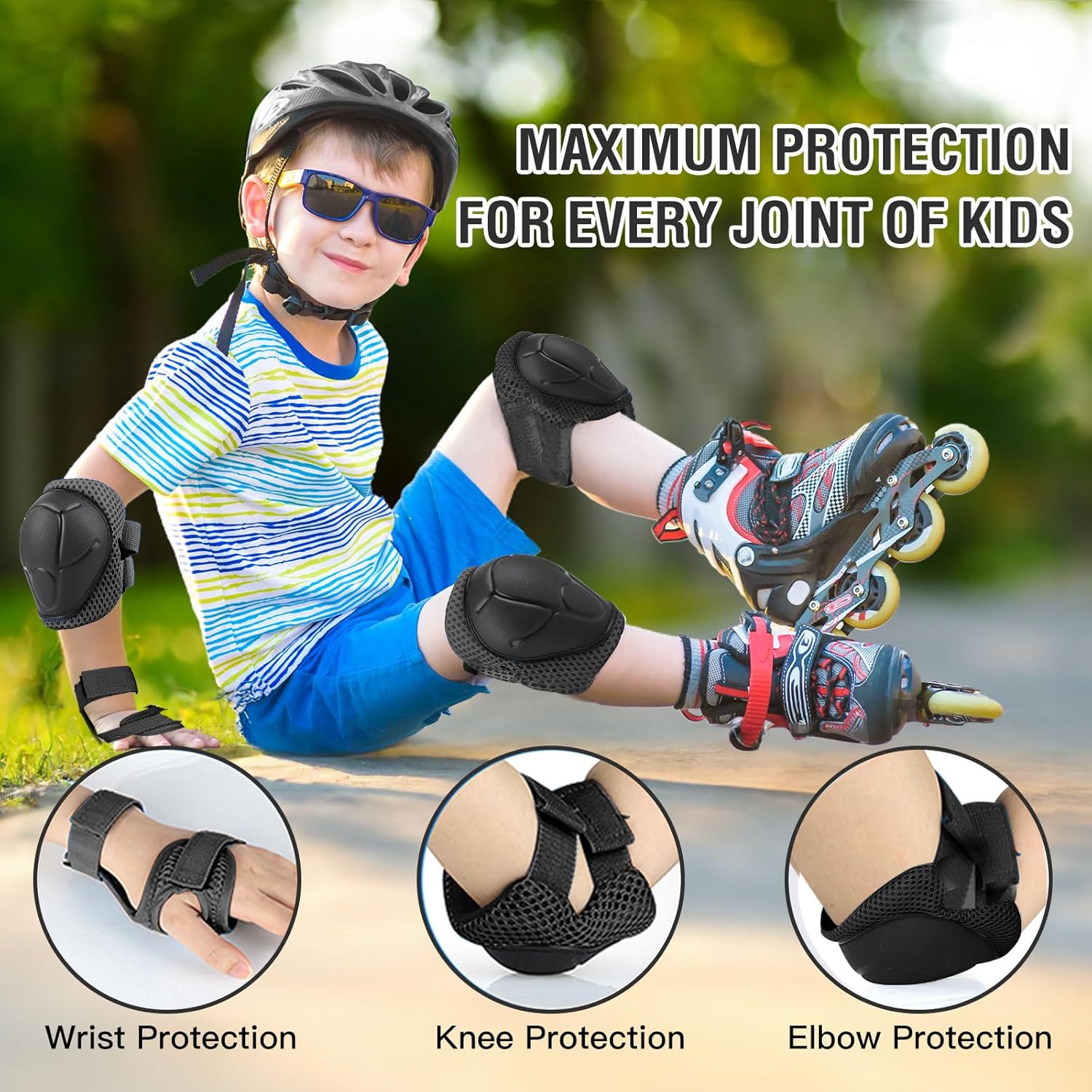 6個入り子供用保護具セット、3～14歳向け、スケート、サイク - Cycling Protective Gear For Kids のレビューと価格