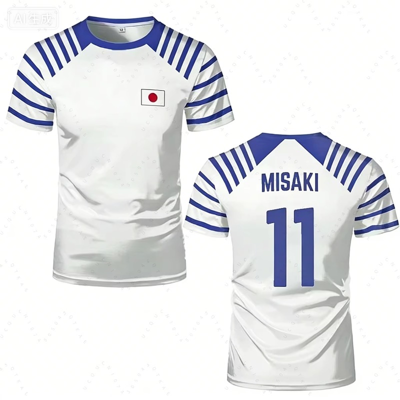 2026 ホットキャプテン翼アニメ男性女性 Tシャツ日本国旗 - Cycling Gear Clothing のレビューと価格