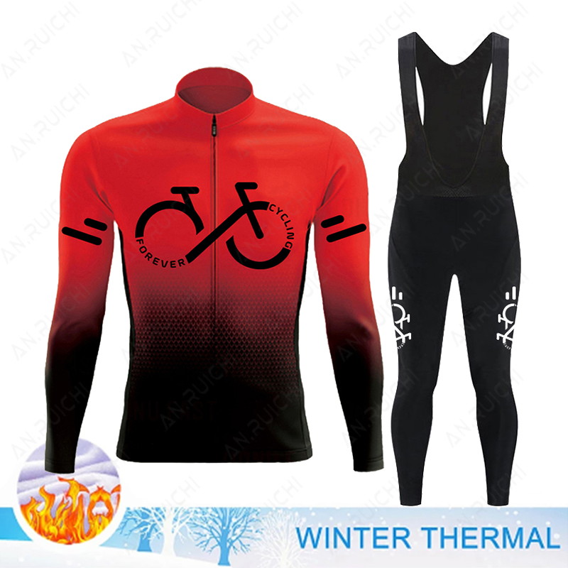 2023 冬サーマルフリースサイクリングジャージセットメンズ - Cycling Gear Clothing のレビューと価格