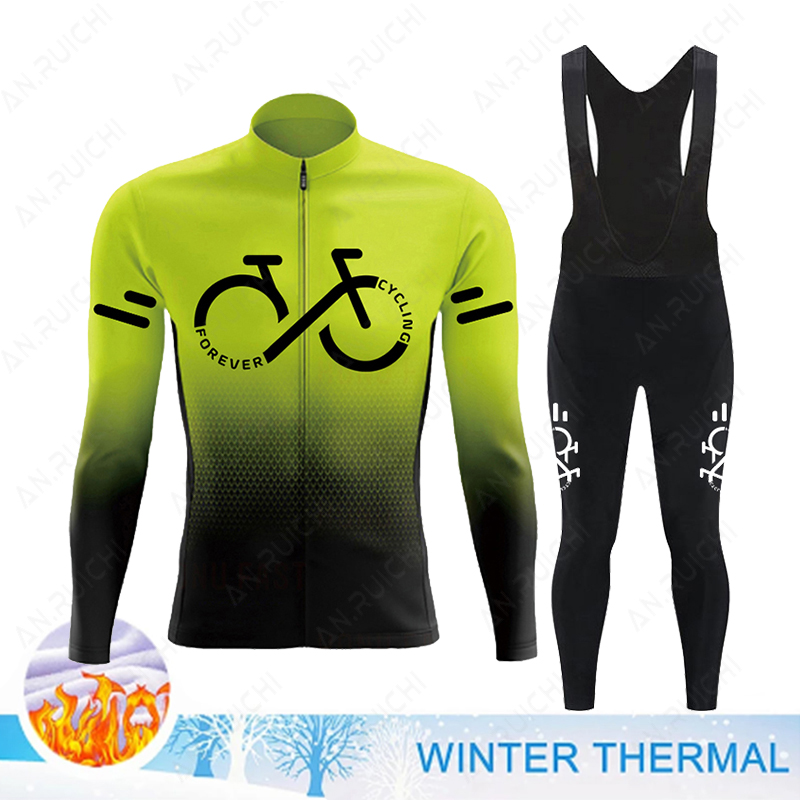 2023 冬サーマルフリースサイクリングジャージセットメンズ - Cycling Gear Clothing のレビューと価格