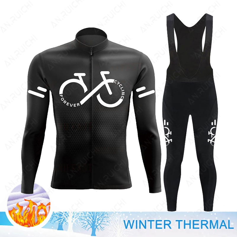 2023 冬サーマルフリースサイクリングジャージセットメンズ - Cycling Gear Clothing のレビューと価格